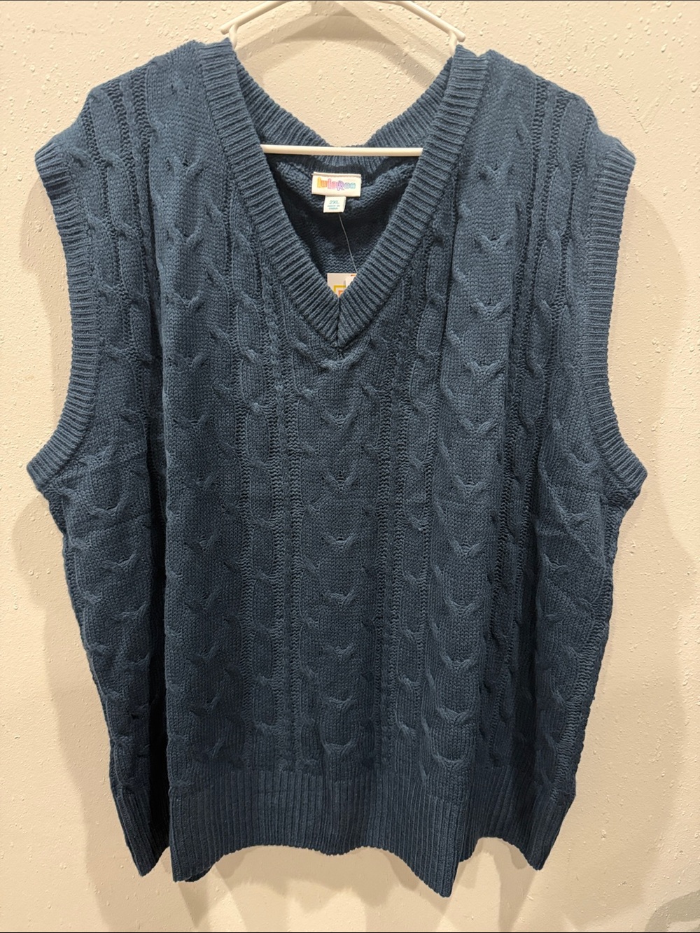 Knit V-Neck Sweater Vest - Blue
